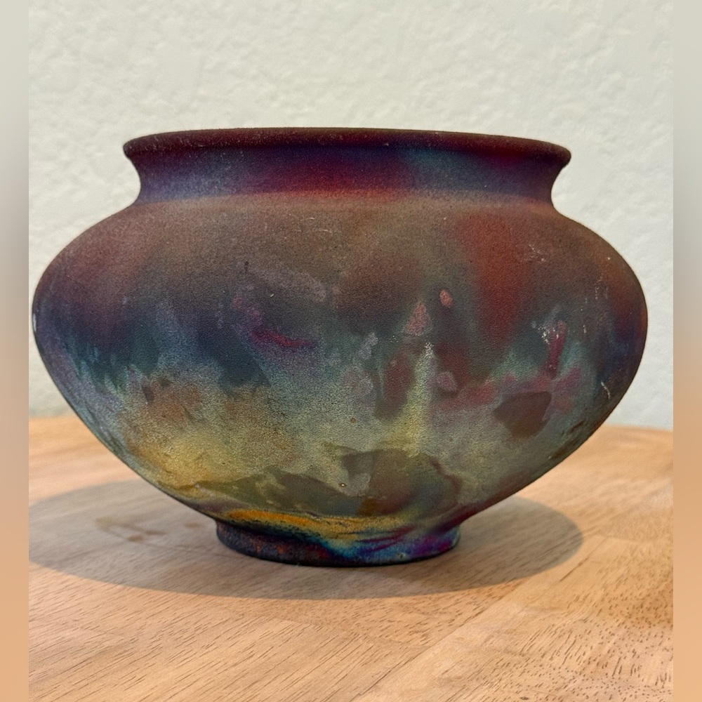 Multicolor Vintage Raku Fired
Stoneware Vessel Style Decorative Ceramic Vase